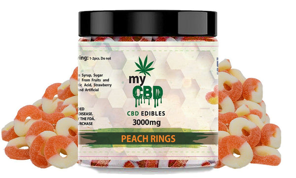 CBD Peach Slice Gummies by myCBD 3000mg